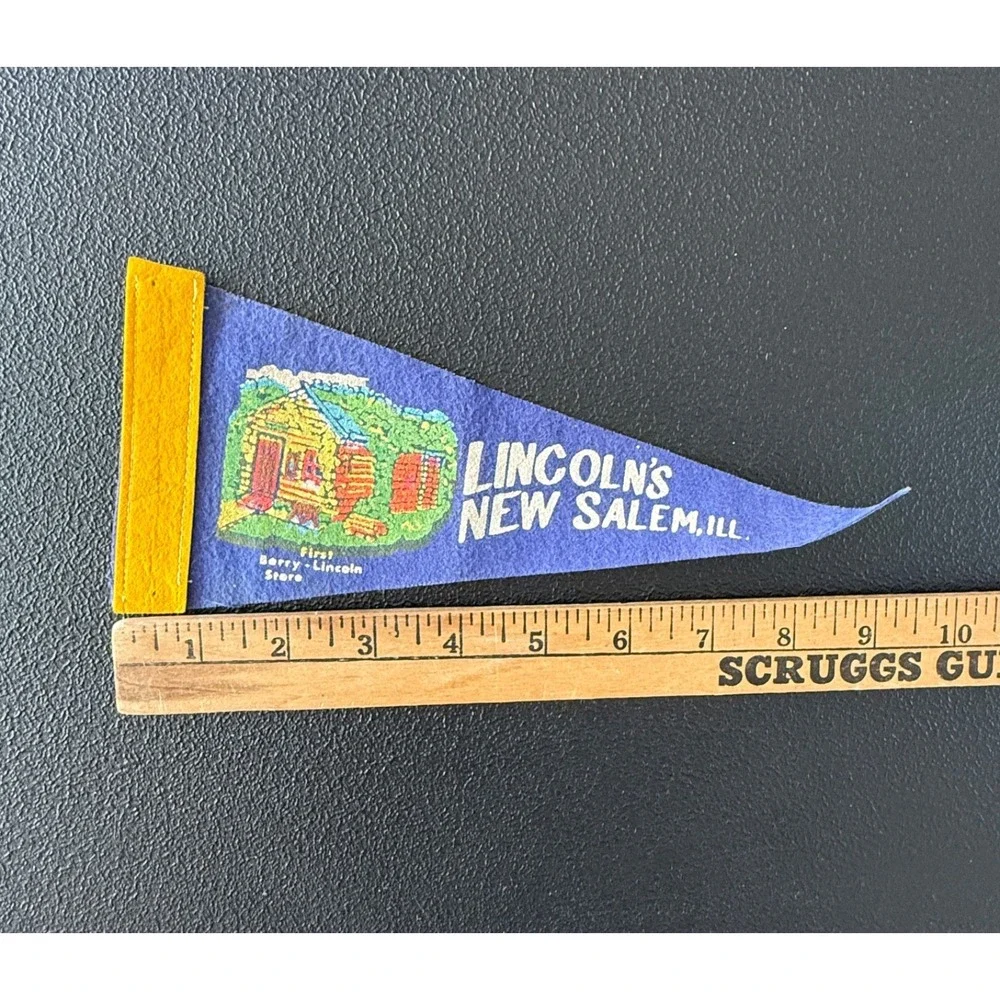 Vtg Felt Souvenir Pennant Lincoln's New Salem Illinois Land Of Lincoln Deer Park